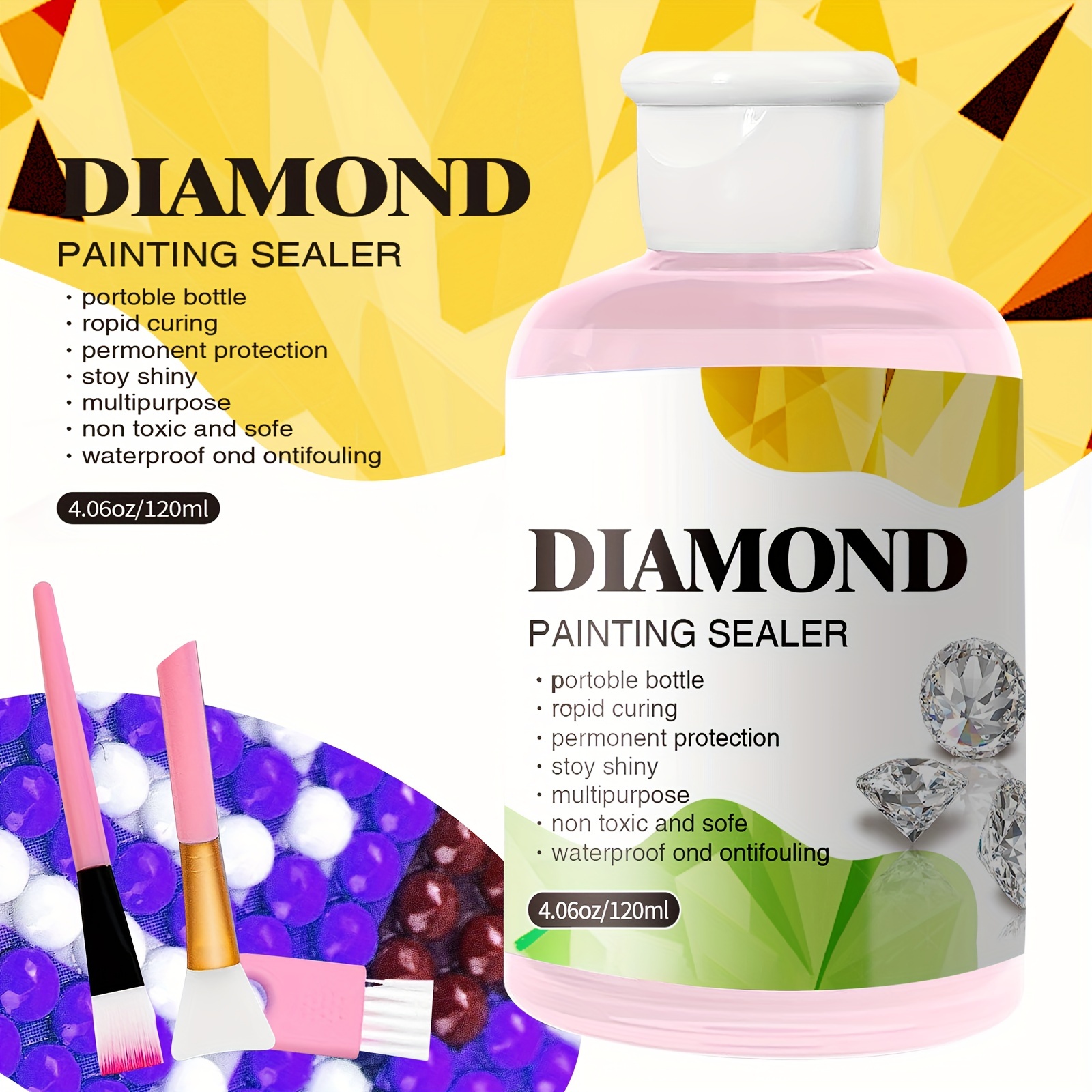 120ML Diamond Painting Sealer 5D Diamond Painting Art Glue Permanent Hold &  Shine Effect Sealer Diamond Painting Puzzles