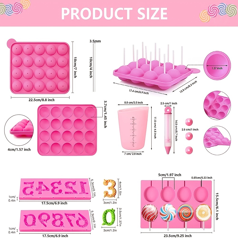 Silicone Cake Pop Mold Set, Lollipop Maker Kit for Diy Cookie