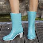 botas lluvia tacón grueso mujer botas impermeables moda