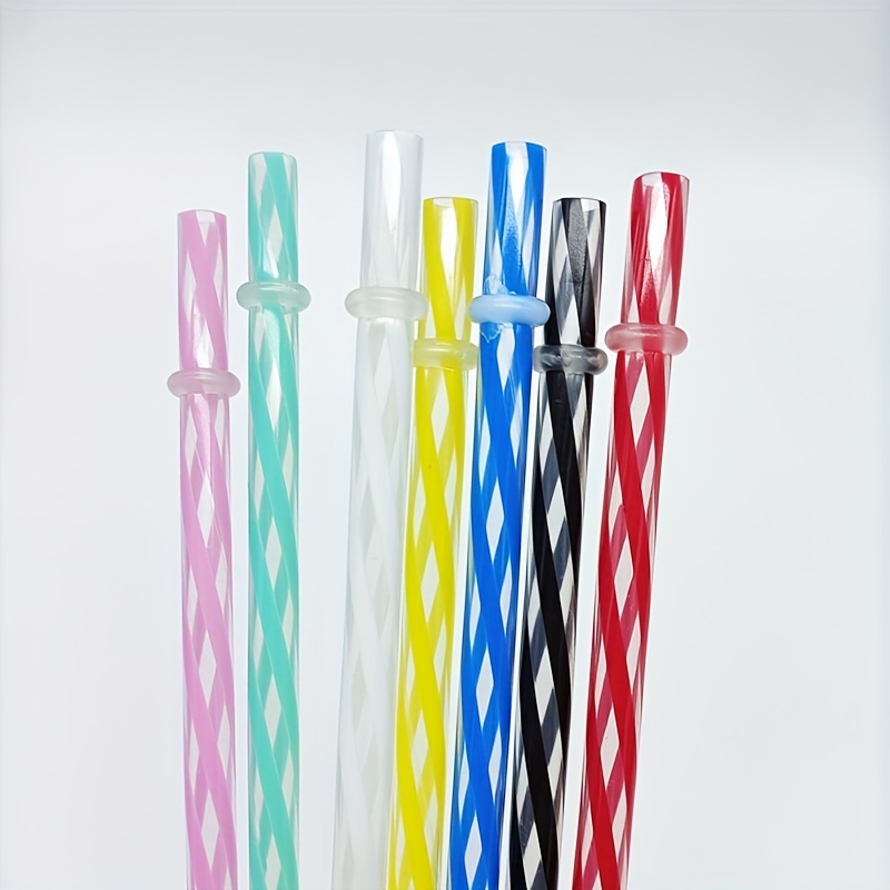 24 PCS, Reusable Straws with 4 Brushes, 10.5 Long Tritan Hard Plastic  Straws, 12 Colors Translucent Replacement Drinking for 16OZ-32 OZ Tumblers