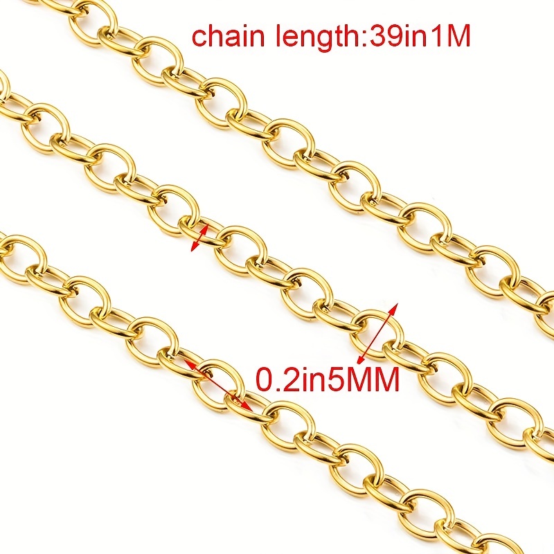 1 Meter Stainless Steel Oval Bead Chain Color Preservation - Temu