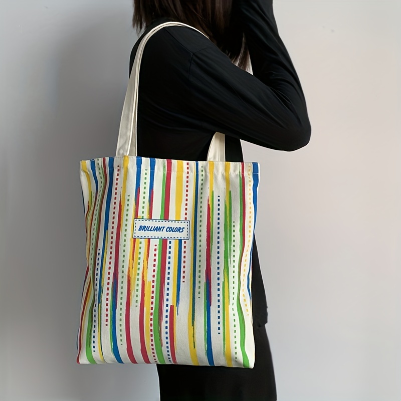 Simple colored stripes tote bag