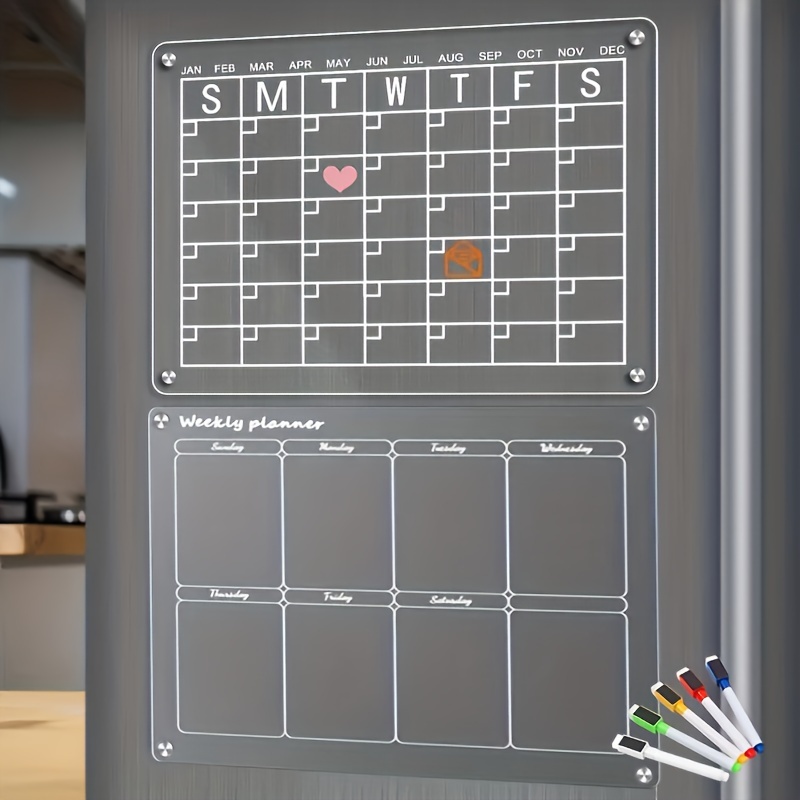 17x12 Magnetic Acrylic Calendar For Fridge: Reusable Planner - Temu