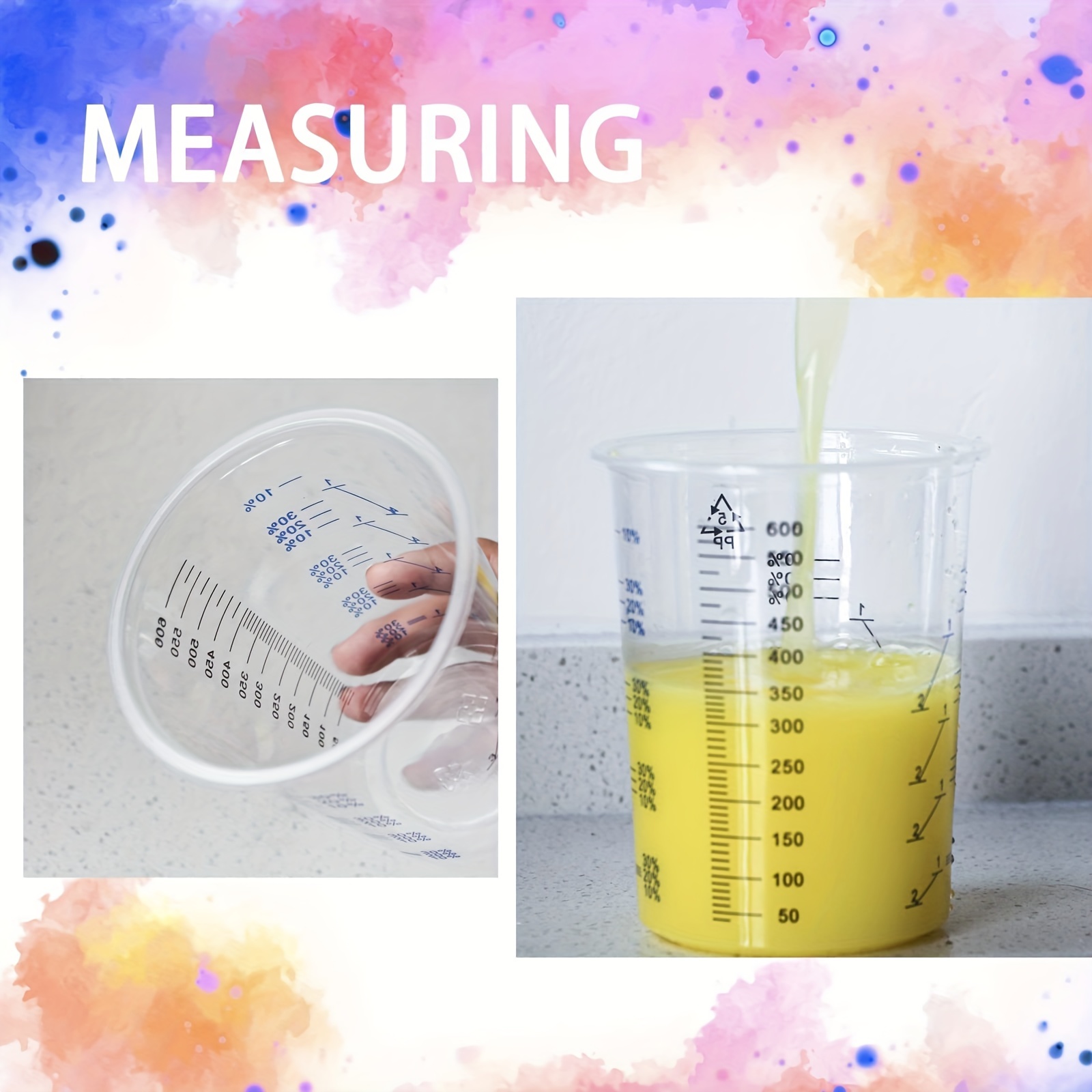 3pcs 1oz/30ml Plastic Measuring Cups With Clear Scale For Mixing Paint,  Pigment, Epoxy Resin, Casting Resin