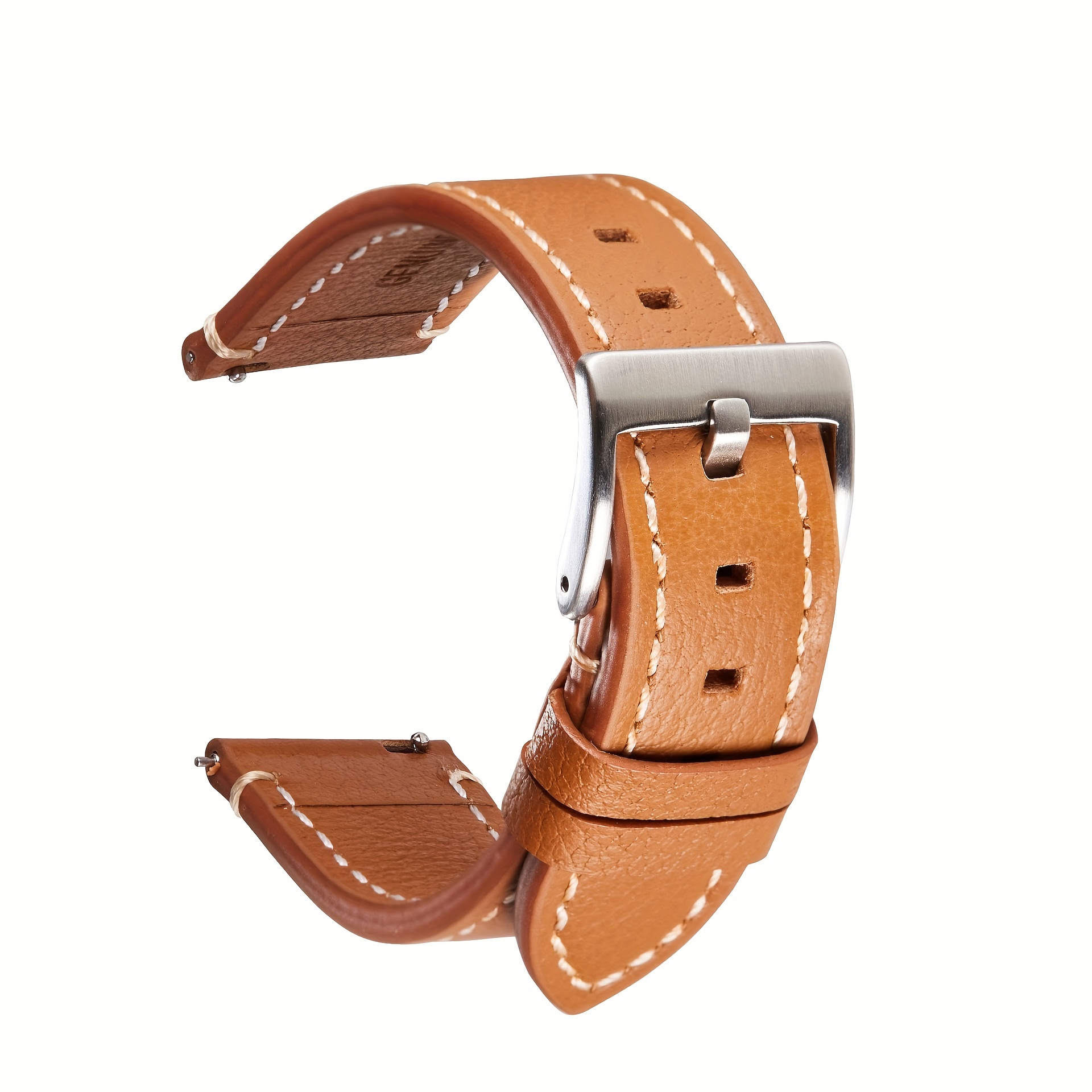 1pc Vintage Leather Strap Alligator Calf Leather Replacement Strap Stainless Steel Buckle Bracelet Smart Quick Release Watch Strap Men Black Brown