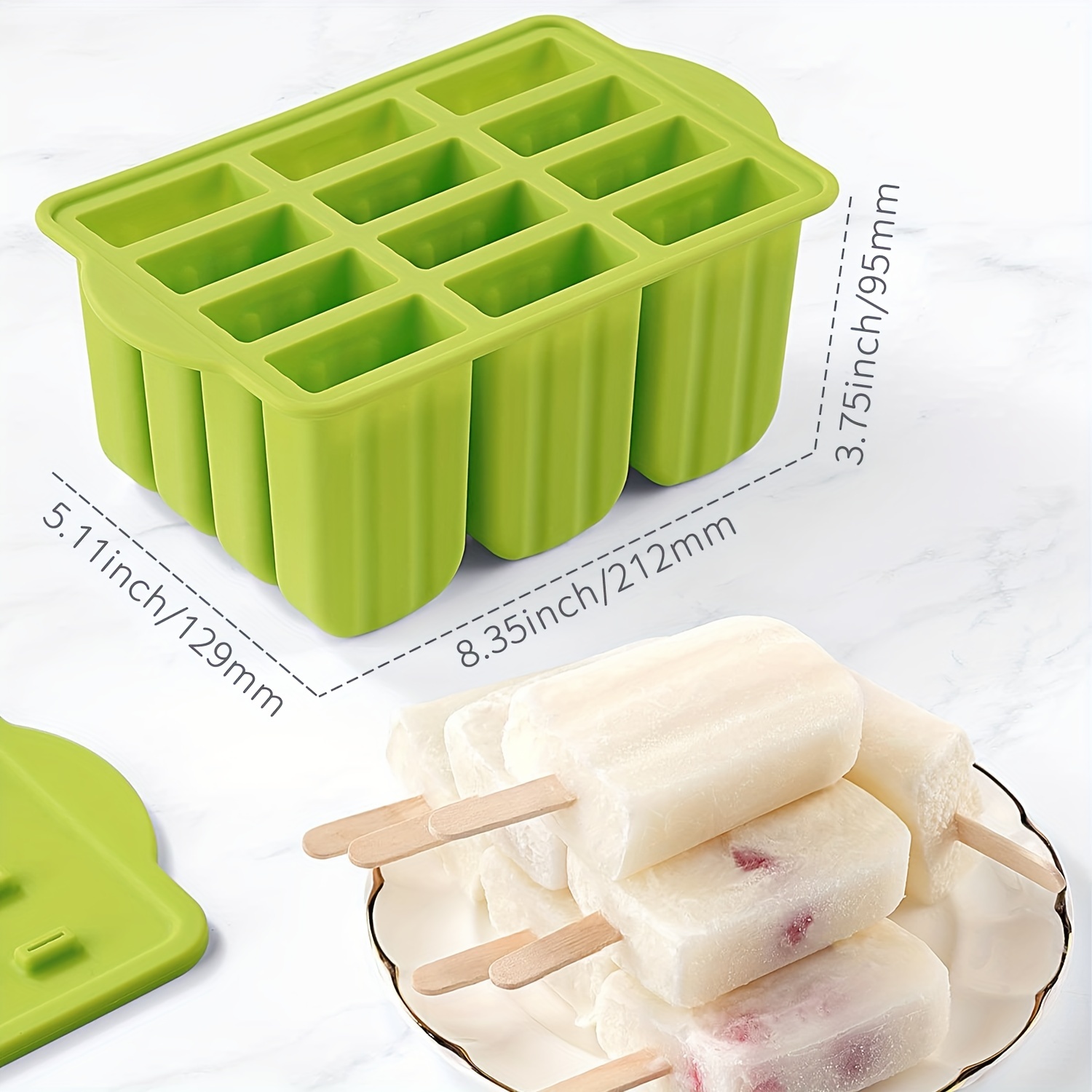 2024 Popsicle Mold Set 8 Reusable Ice Cream Molds For Popsicle Machine-with  Silicone Funnel, Cleaning Brush And Kitchen Supplies (blue And Green)