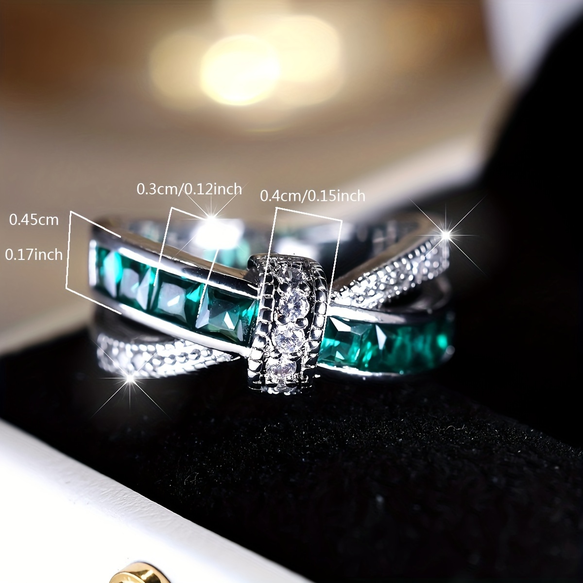 Bague Croix Vintage Avec Zircon Verte – Taille 7 – Amazon's Prod – Neuf