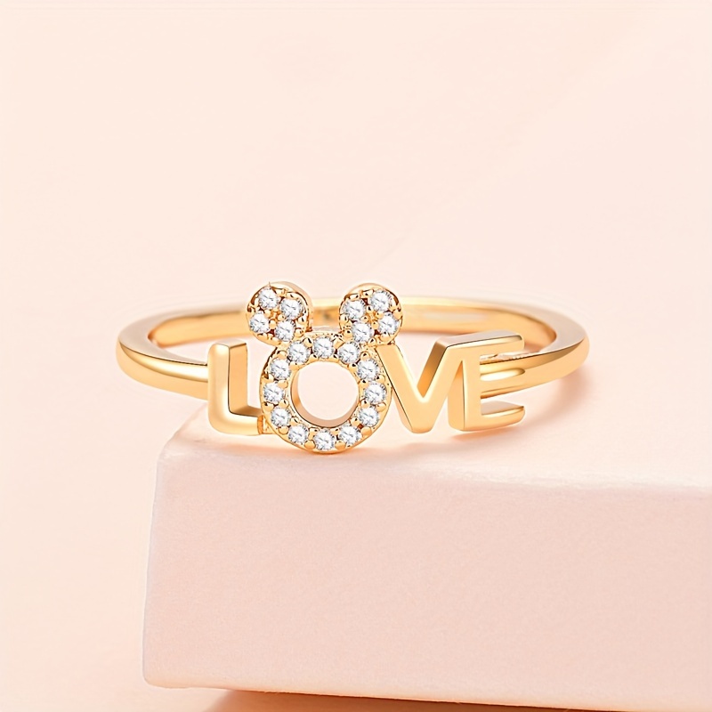 925 Silver Love Letter Hollow Design Ring Ladies Creative - Temu United ...