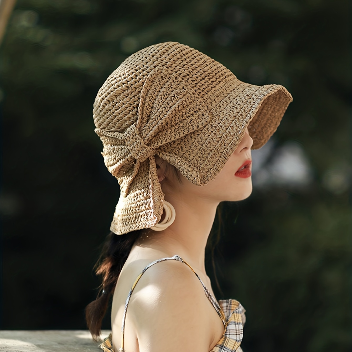 women hat bow summer straw hat wide brim hat elegant Temu United Kingdom