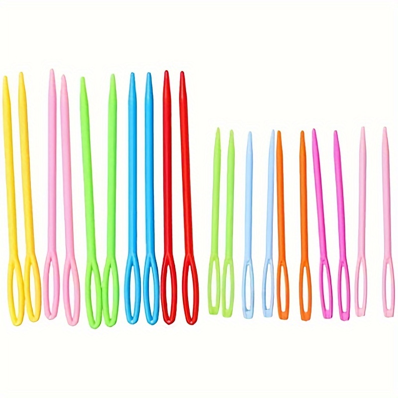 5 plastic embroidery needles for children | random mix of colors
