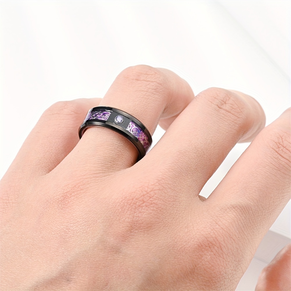 Men's Two Tone Zircon Dragon Pattern Ring