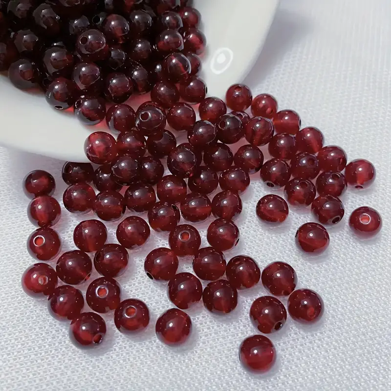 50pcs 8mm DIY Imitation Agate Dark Red Beads Handmade Partition Beads  Decorative For Necklace Bracelet Anklet Clothing Jewelry Making Craft  Supplies
