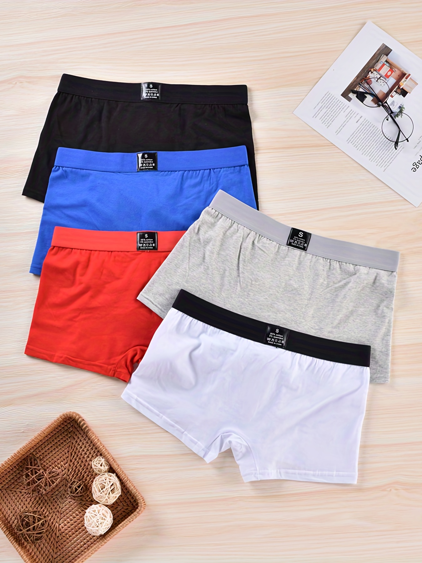 Men's Cotton Boxers Underwear Fashion Plain Color Skin - Temu