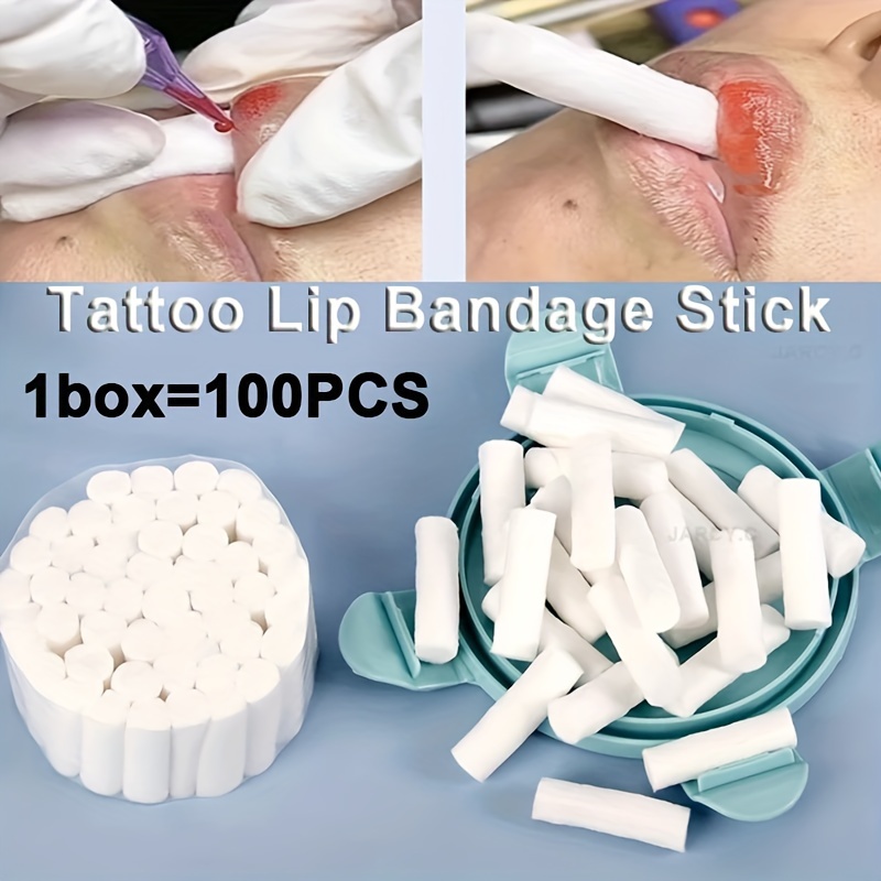 

100pcs Disposable Bandage Sticks - Sulfate-free Wooden Swabs For & Color Tattoos, Lip Bandage, Tattoo, Swab,