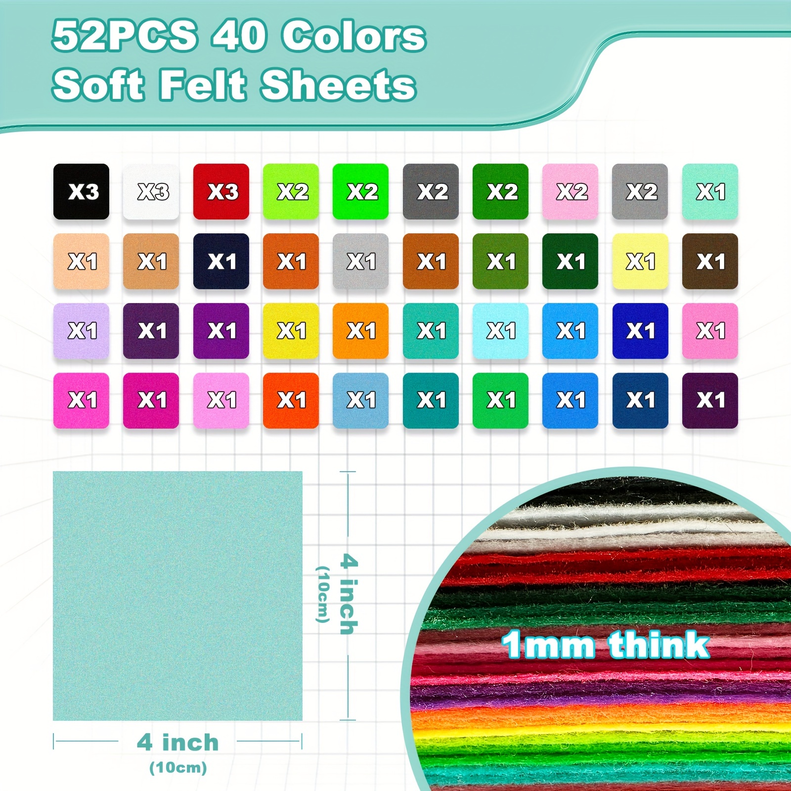 20Pcs Fabric Felt Sheets 12X8, Assorted Colors,Diy Craft Squares
