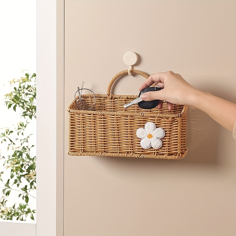 Hand woven Wood Hanging Wall Basket Kitchen Garlic - Temu