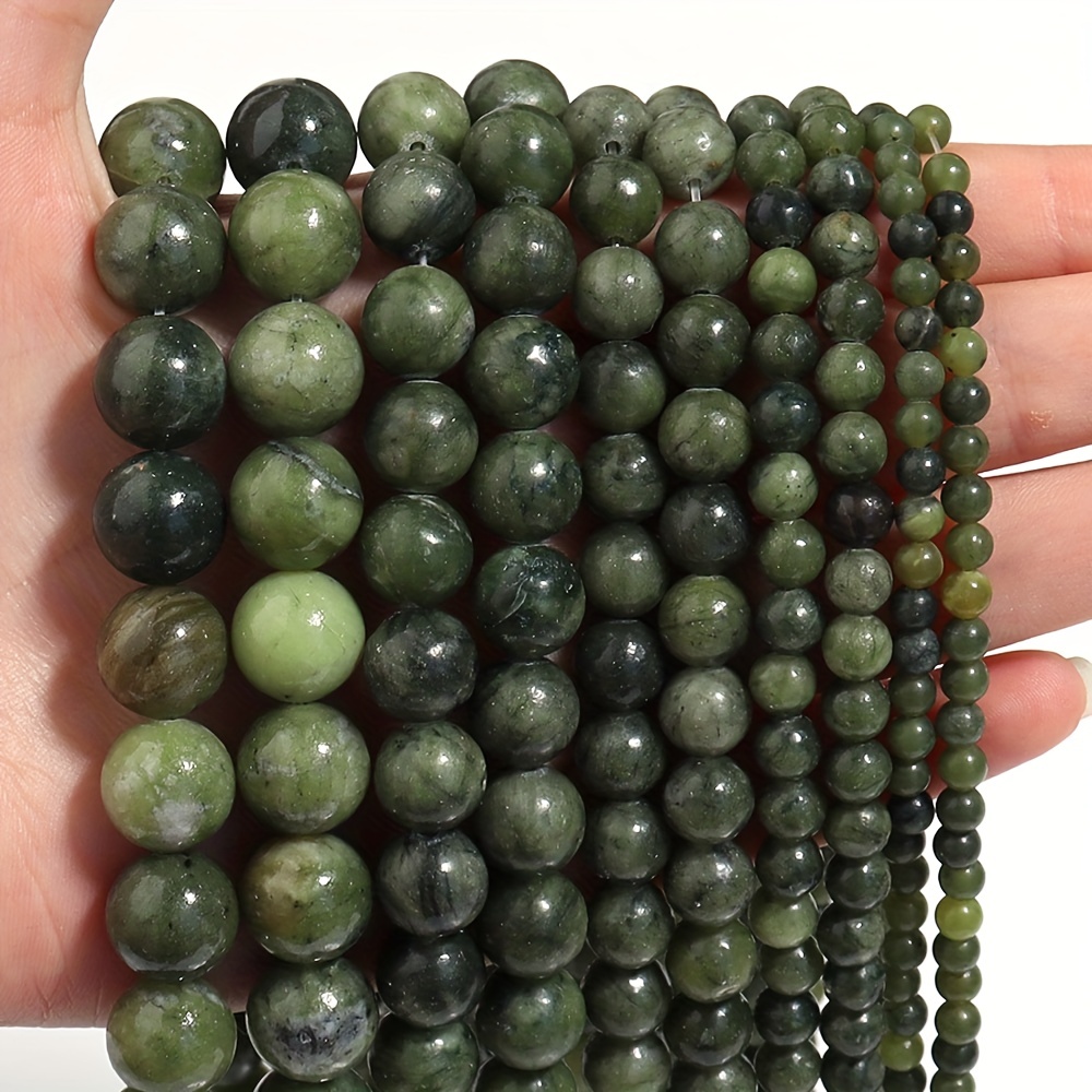 Natural Dark Green Jades Loose Beads For Jewelry Making Diy - Temu