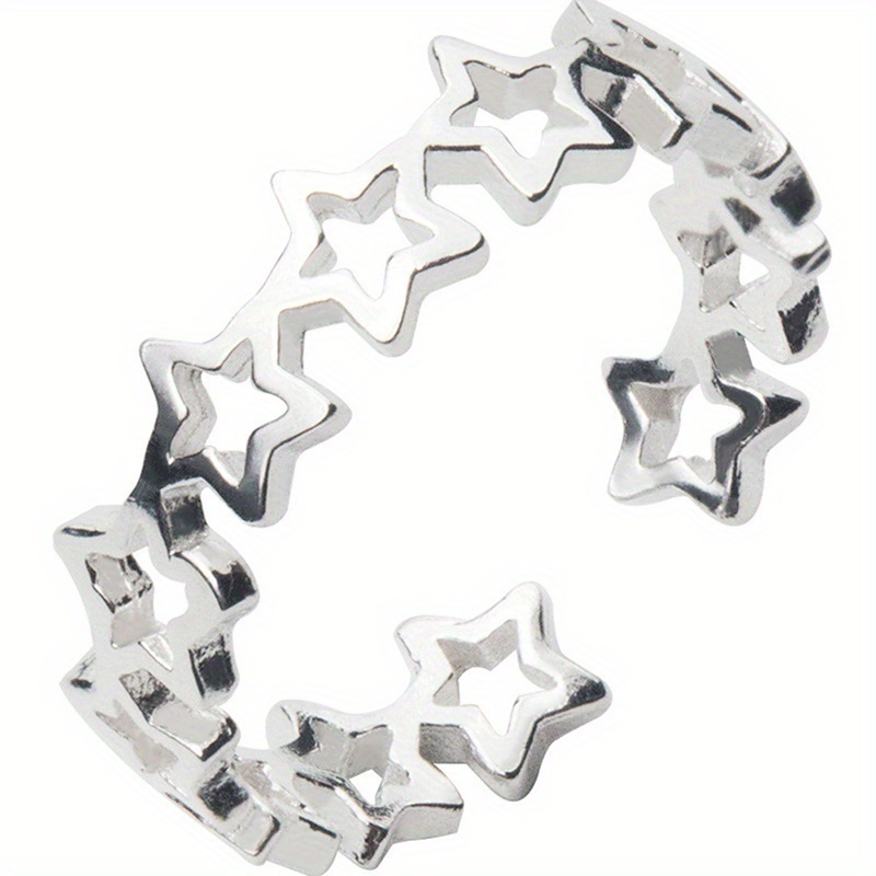 

Fashion Cuff Ring Cute Star Design Silver Plated Match Daily Outfits Sweet Gift For Your Friend Party Accessory