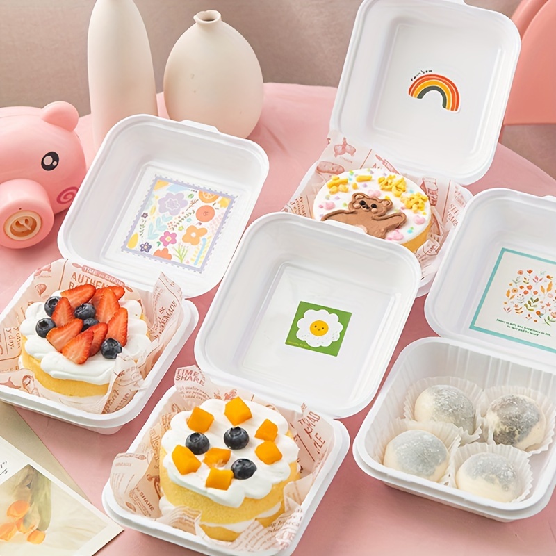 Disposable Bento Cake Boxes, Paper Pulp Hand Painted Biodegradable Dessert  Hamburger Box, Natural Disposable Bagasse Bowl, Made Of Sugar Cane Fibers,  For Home Picnic Camping Bbq Party, Party Supplies, Tableware Accessories 