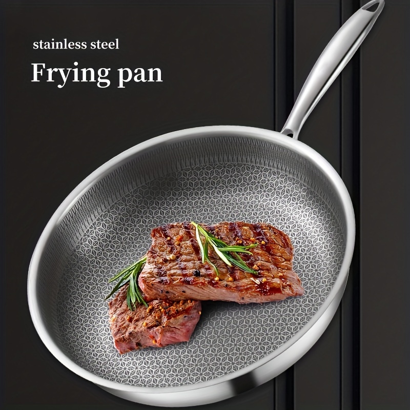 Honeycomb Non-stick Pan, Frying Pan, Household Stainless Steel Oil-free,  Smoke-free Frying Pan, Flat-bottomed Pan, Electromagnetic Stove, Gas Stove  - Temu