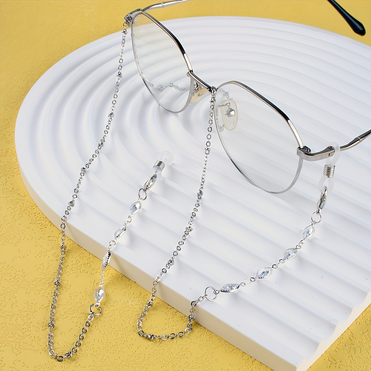 Cat Eye Sunglasses Metal Hollow Lock Chain Temple Shades Glasses Small Frame  Women's Eyewear - Temu