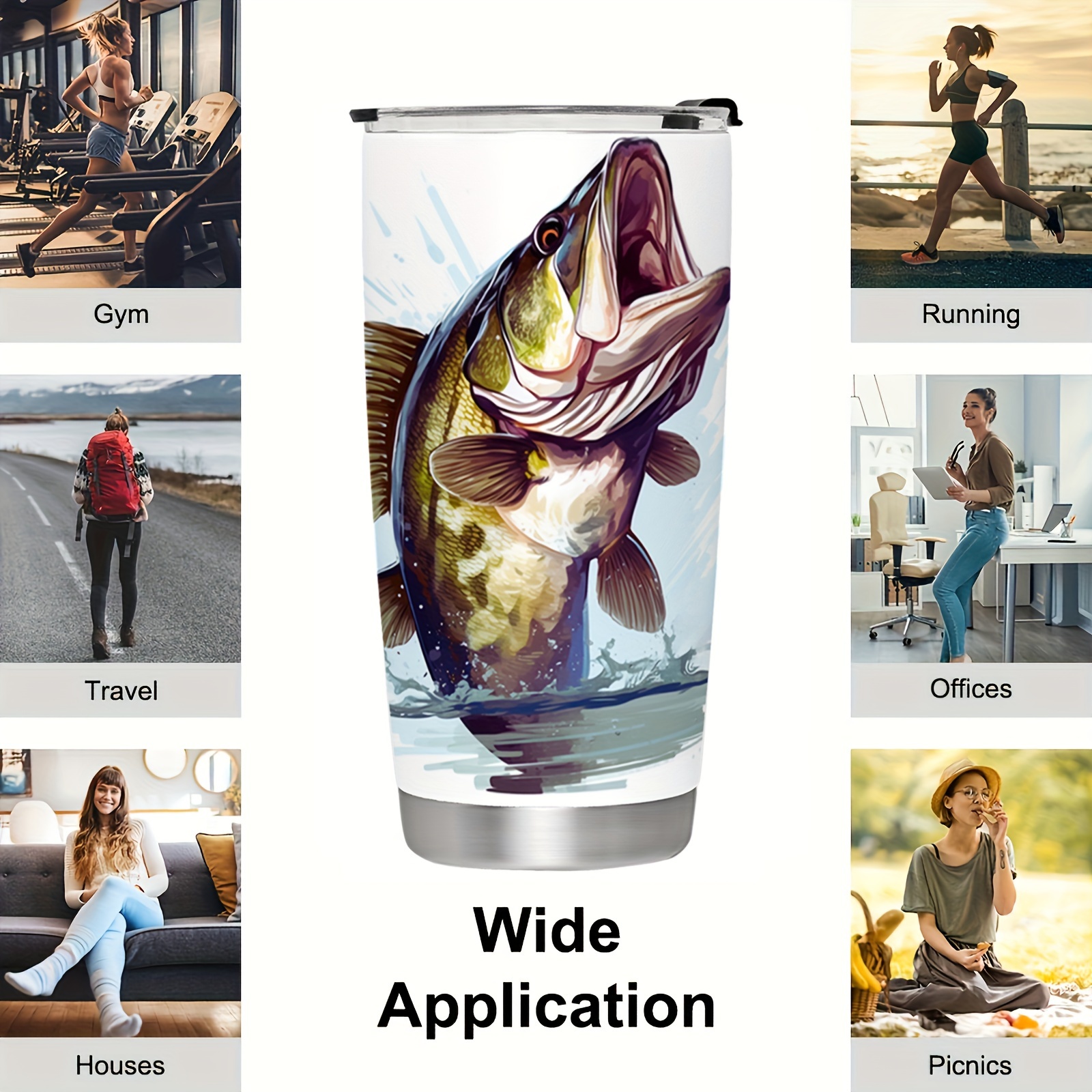 1pc, 20oz/650ml Never Release The Ones That Swallow, Fishing Tumbler, Fish  Funny Tumbler, Outdoor Travel Accessories, Double-Walled Travel Tumbler Mug