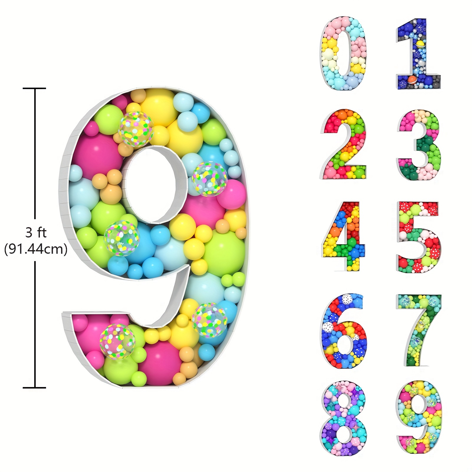 Mosaic Balloon Frame Number 0 9 Marquee Extra Large Foam - Temu