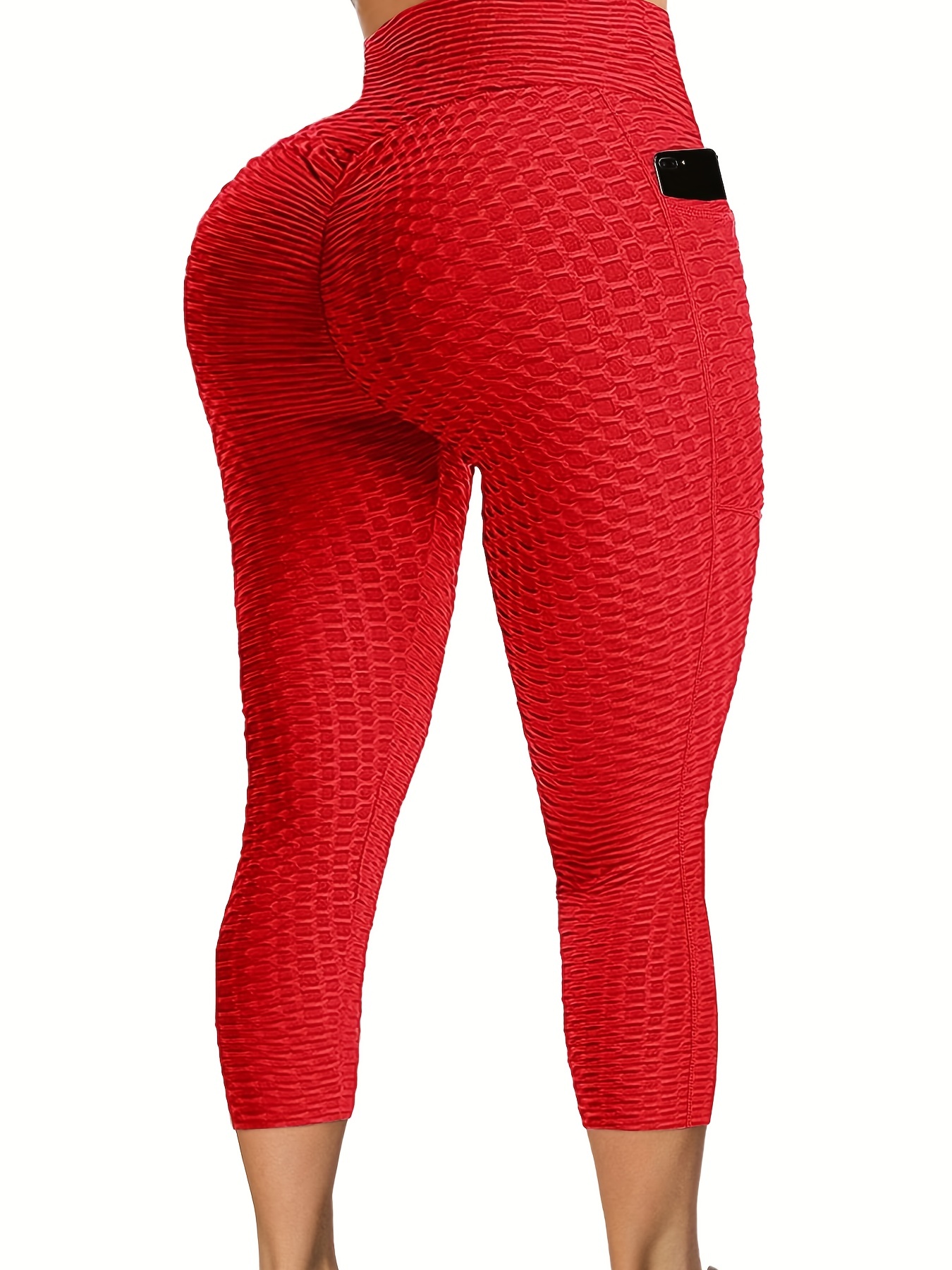 Women's High Waisted Ruched Yoga Pants Tummy Control Textured Leggings Butt  Lifting Anti Cellulite Stretchy Tights 