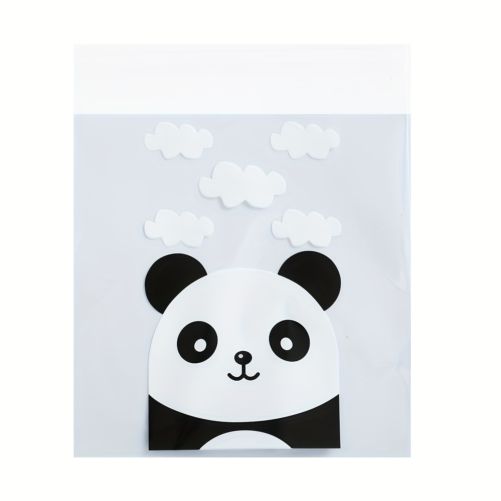 100pcs Panda Pattern Macaroon Bags Cartoon Bags Self Adhesive Cookie Bag