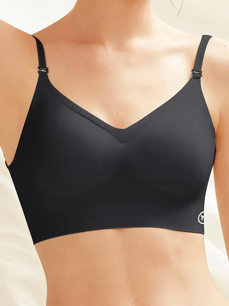 Simple Solid Seamless Bra Comfy Breathable Backless Bra - Temu Canada