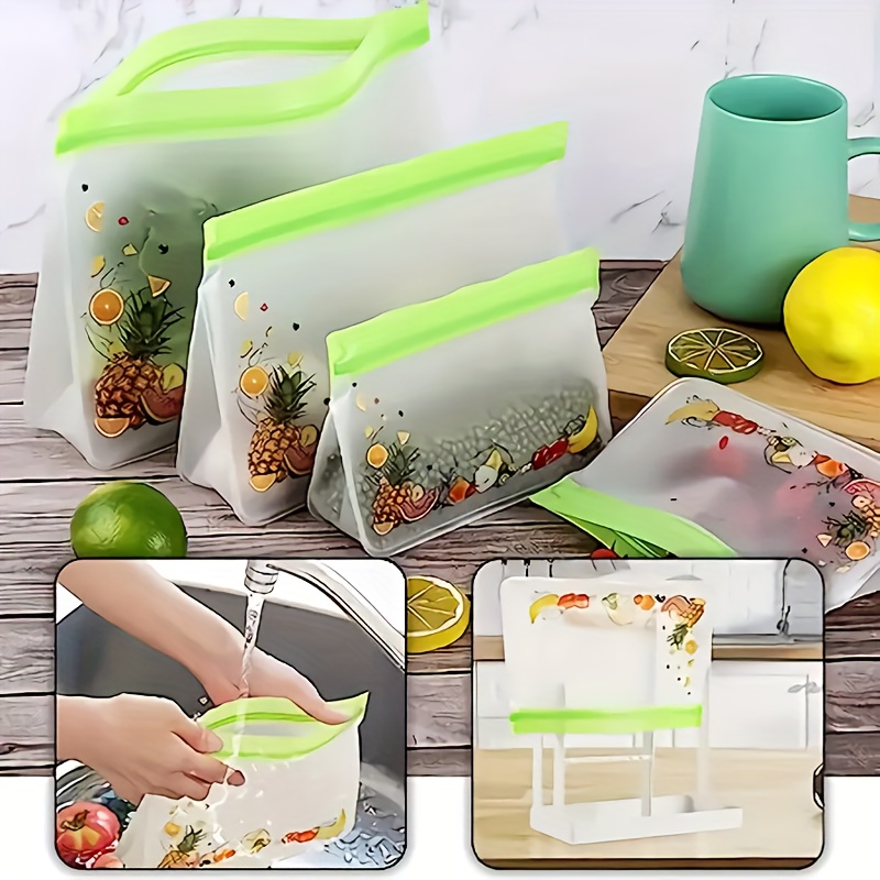 10pcs Reusable Fresh Zipper Bag For Food Plastic Bags Fruit