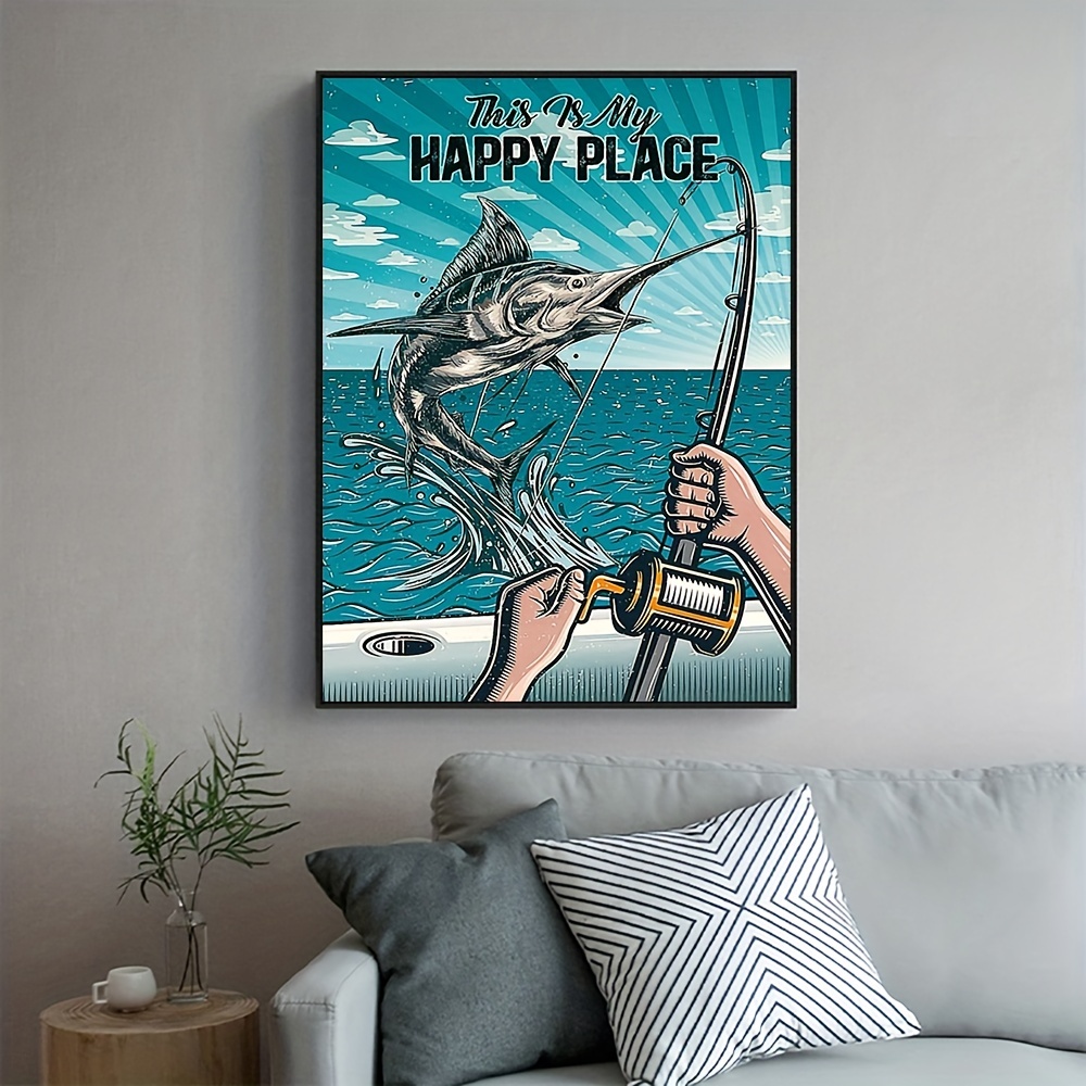 1pc Vintage Fishing Poster For Beach House Decor Playa Flamingo