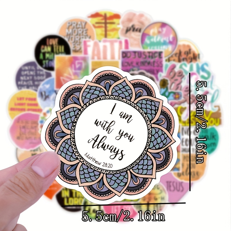 50pcs Bible Stickers Jesus Stickers,Christian Jesus Scripture  Stickers,Bible Verse Stickers,Bible Journaling Supplies,Christian Stickers  for Water