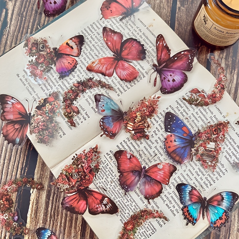 DIY 3D Stickers Scrapbooking Material Metal Cameo Frame Butterfly Flower  Sticker File Album Journaling Decoration Hobby Craft