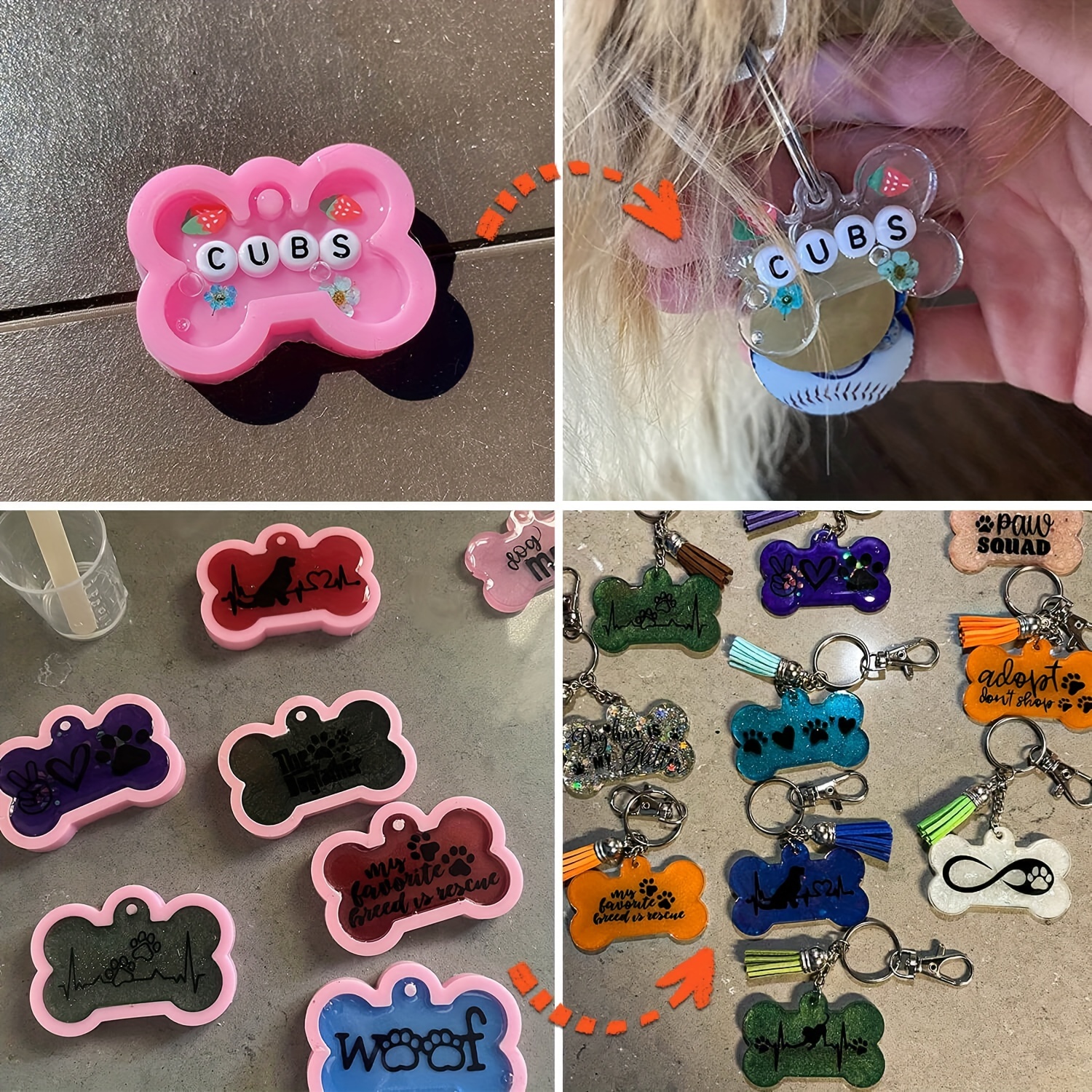 Diy Silicone 3 Different Size Pet Dog Bone Tag Resin Mold - Temu