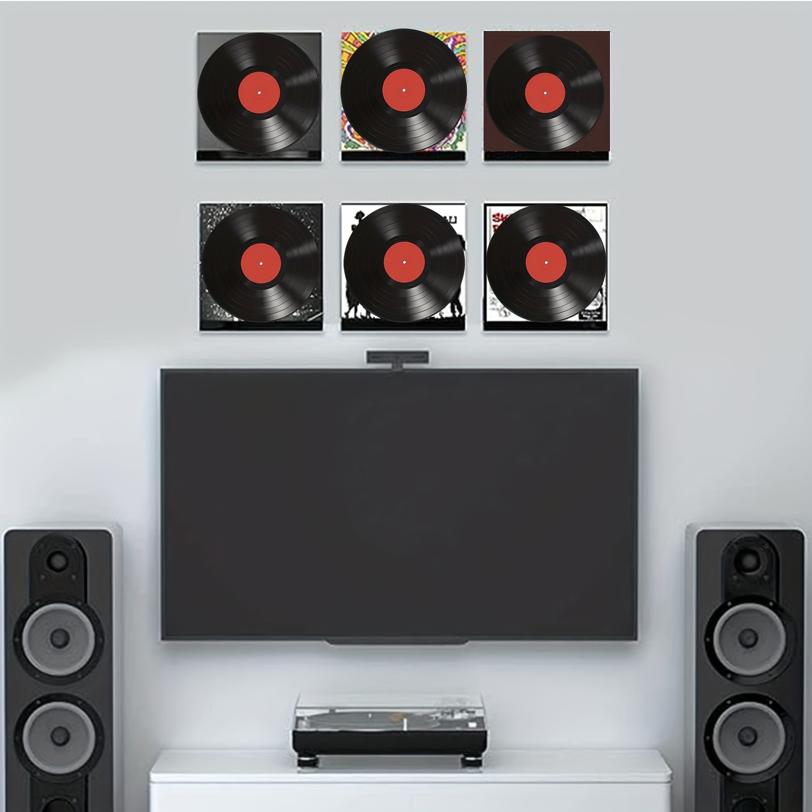 Telihel Juego de 2 soportes para discos de vinilo, estante de  almacenamiento de vinilo para hasta 25 discos individuales, soporte  perfecto para
