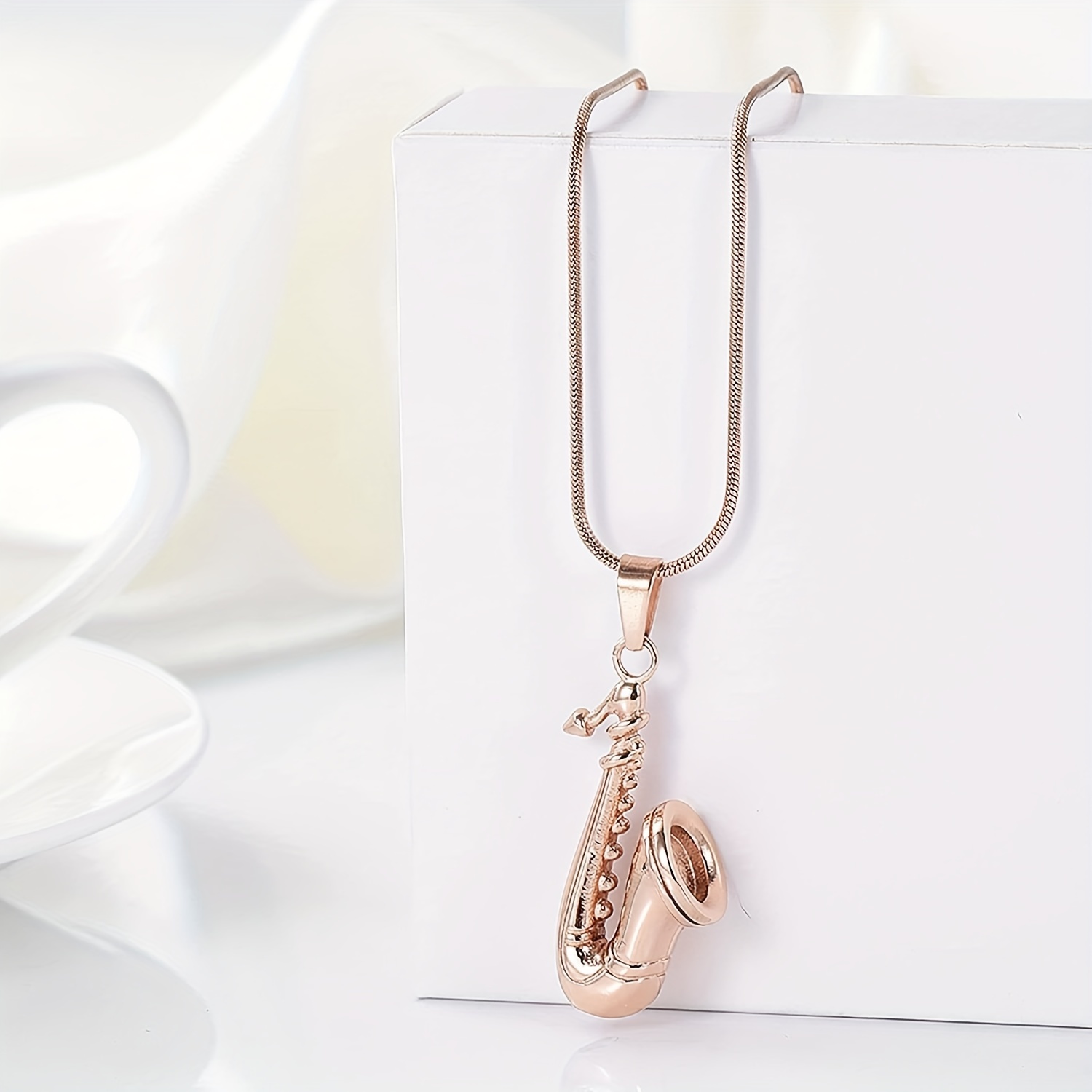Customizable Saxophone Pendant Necklace for Memorials