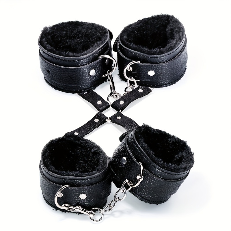 Bdsm Set Plush Bondage Collar Nipple Clip Handcuffs Whip - Temu