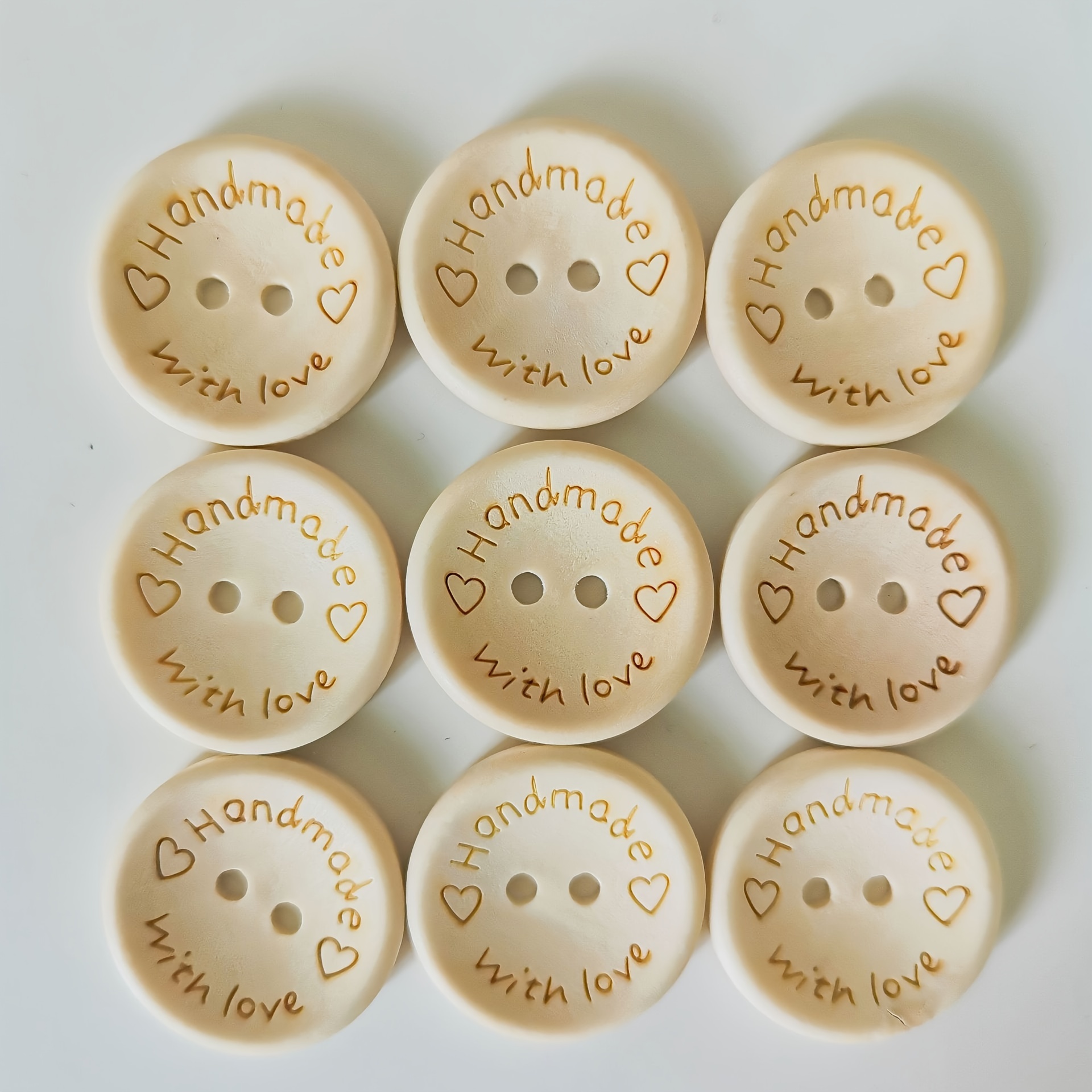 100pcs Natural Wooden Buttons Handmade with Love Wood Button for  Scrapbooking Craft DIY Baby Clothing Sewing Accessories - AliExpress