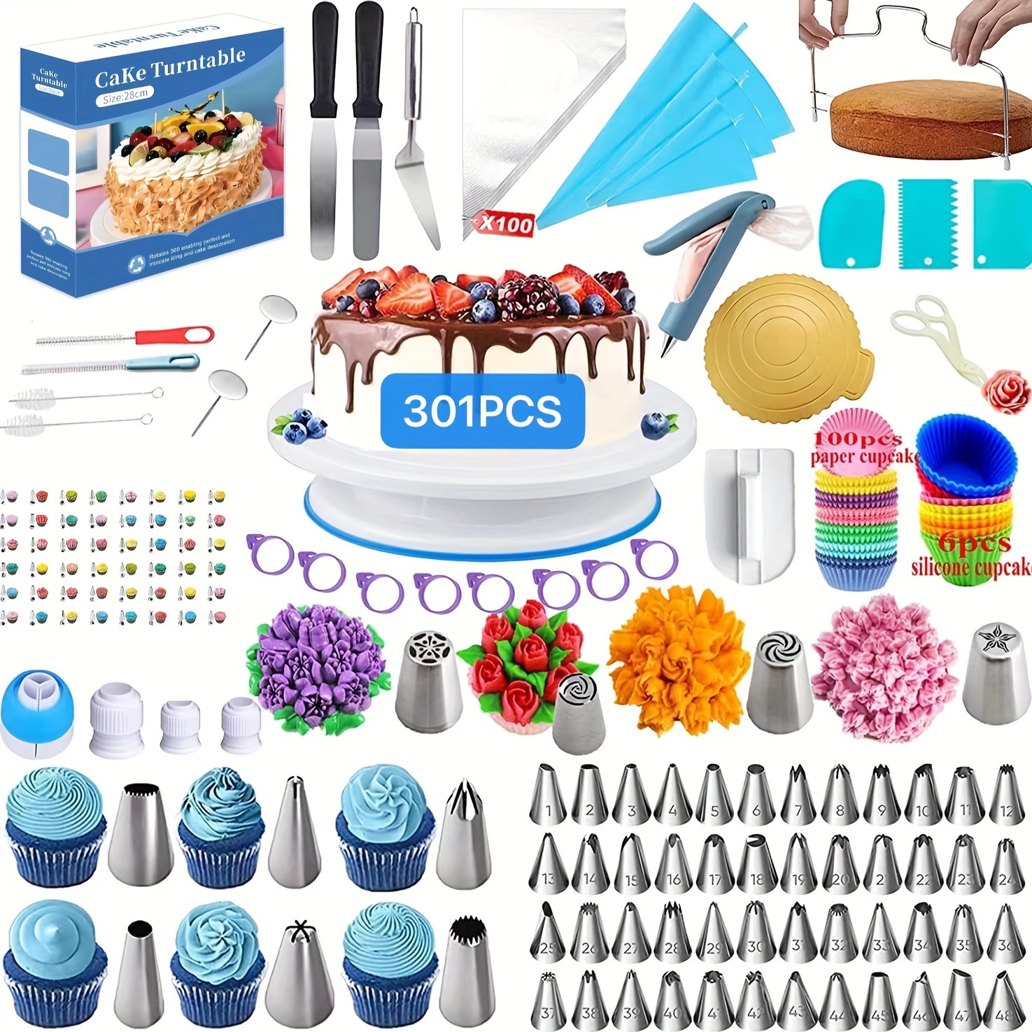 RFAQK 100pcs Cake Pan Set for Baking + Cake Decorating Supplies: 3