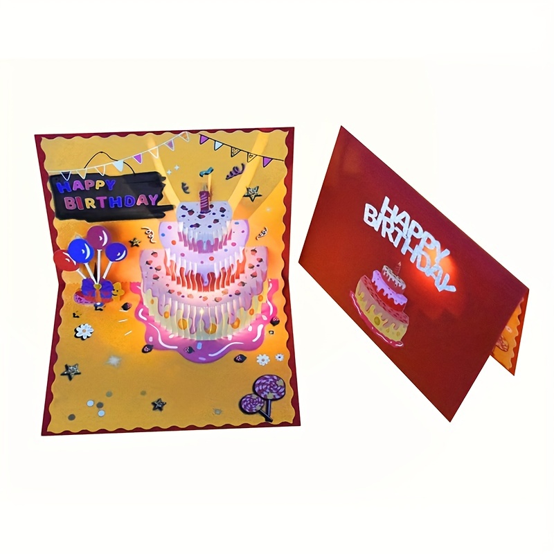 Carte de voeux d'anniversaire 3D avec musique : carte d'anniversaire avec  musique et lumière, bougie soufflable pop-up cadeaux femmes - Confession  romantique lettre d'amour avec enveloppe d'invitation
