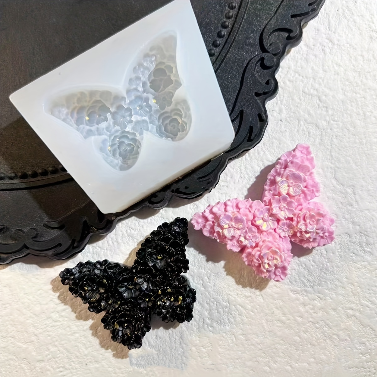 Molde de silicona con forma de flores, 8 moldes de silicona para fondant de  chocolate, arcilla polimérica, caramelo, hojas de rosa, mariposa, abeja