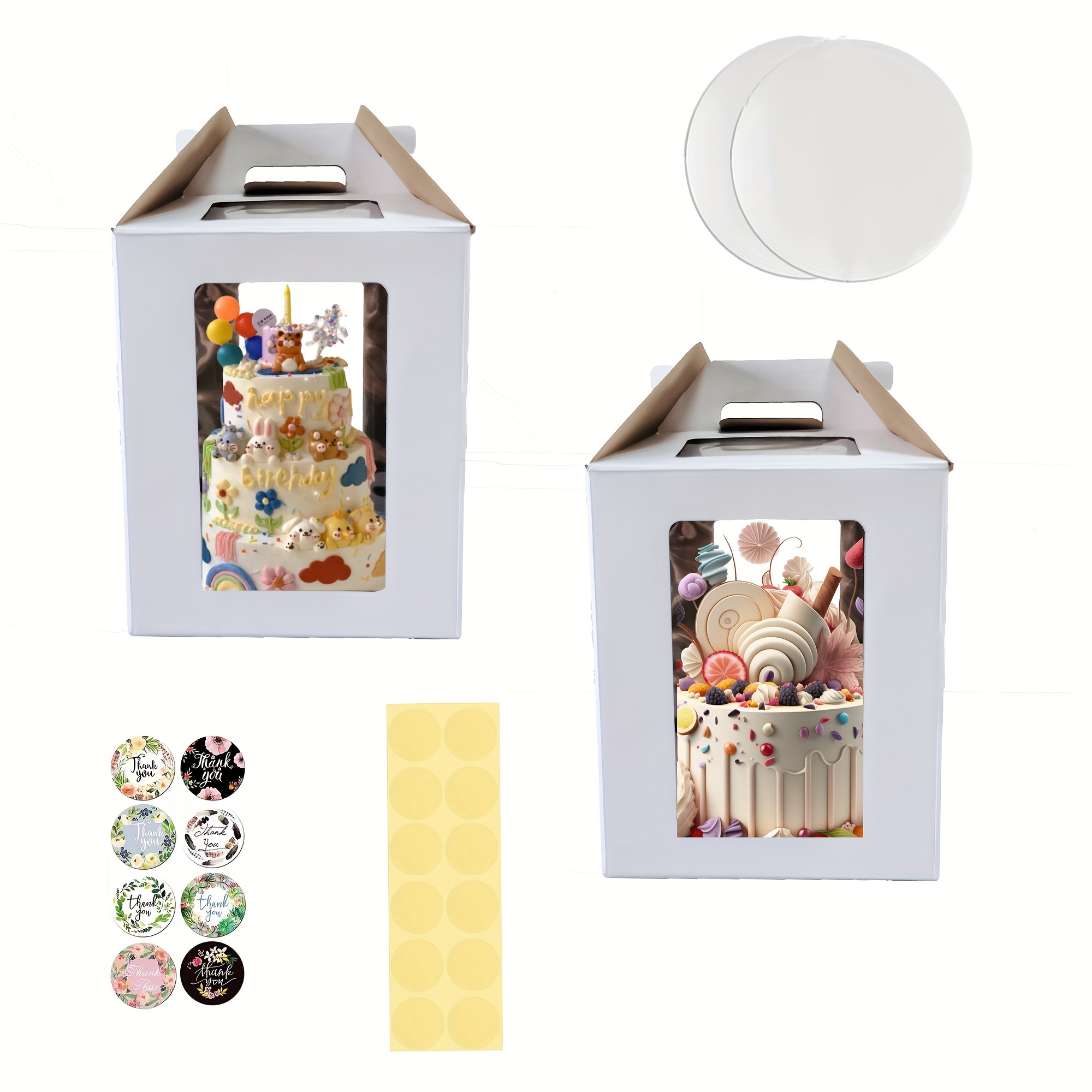CAJAS PARA PASTELES - Caja para tartas de 10 pulgadas con tablas y  calcomanías (paquete de 12) caja para pasteles con ventana, cajas blancas  para