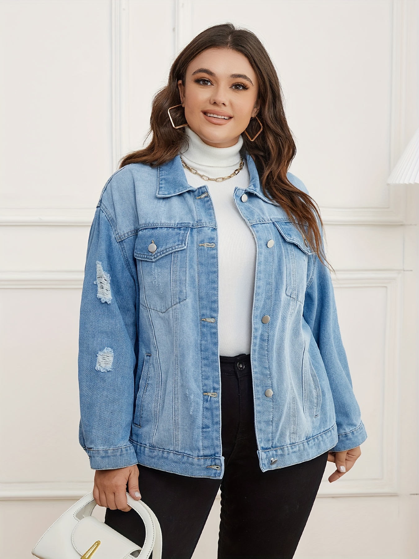 Plus size boyfriend denim jacket best sale