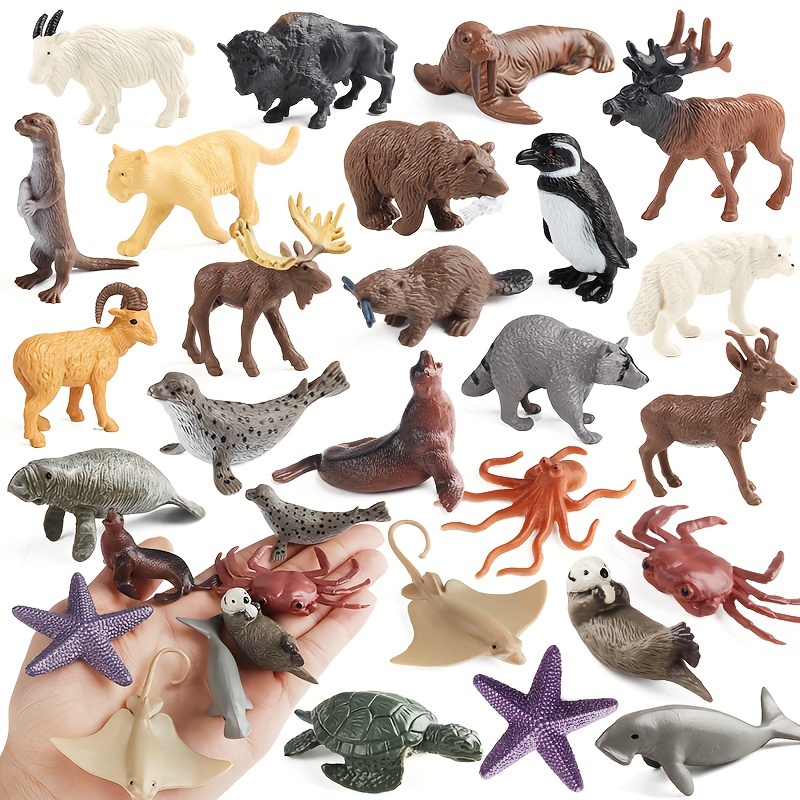 Juego de 16 figuras de animales polares, animales antárticos, juguetes de  plástico con oso blanco, figuras de pingüino, focas de ballena, lobo, gato