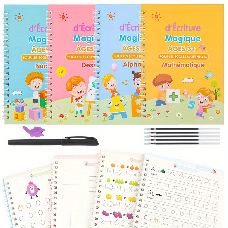 3D French Copybook Groove Magic Practice Copybook Children Learning Numbers  French Letter Calligraphy Writing Exercise Book - AliExpress