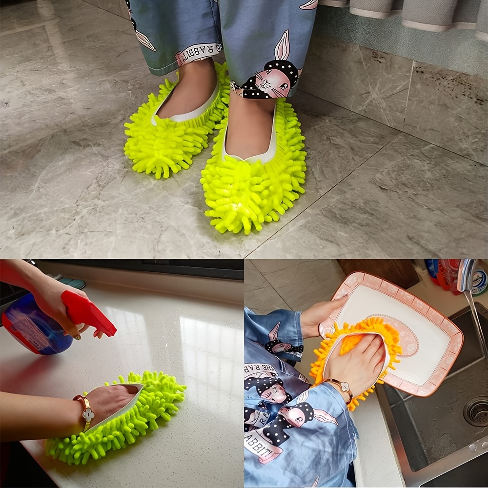 Comprar Zapatillas de fregona lavables y reutilizables, cubierta de zapatos  para suelo, calcetines de limpieza de microfibra, mopa para polvo D6C5