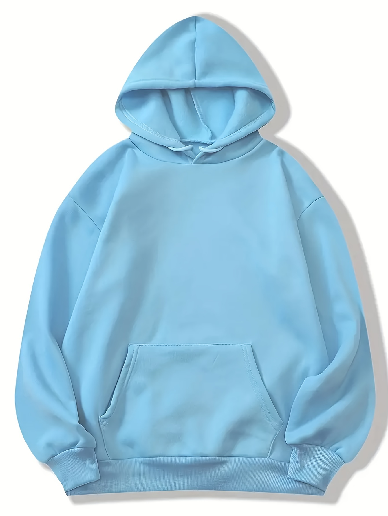 Cuoff Hoodie Sweatshirt for Women Women's Casual Fashion Solid Color Long  Sleeve Pullover Hoodies Sweatshirts Light Blue 2X