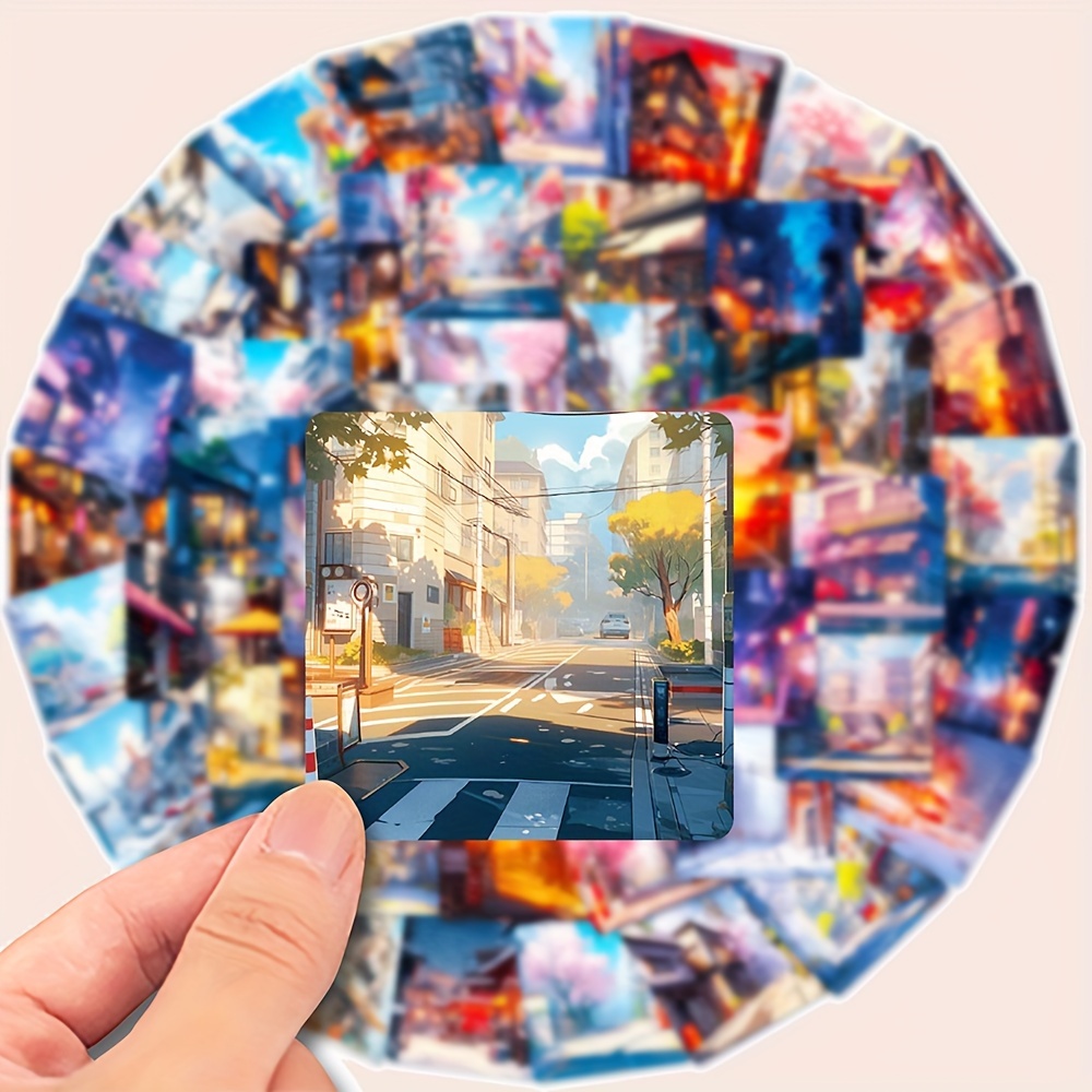 50 Graffiti Stickers Featuring Street Scenery, Perfect For Decorating Laptops, Phones, Notebooks, Water Bottles, Helmets, Guitars, And Luggage.