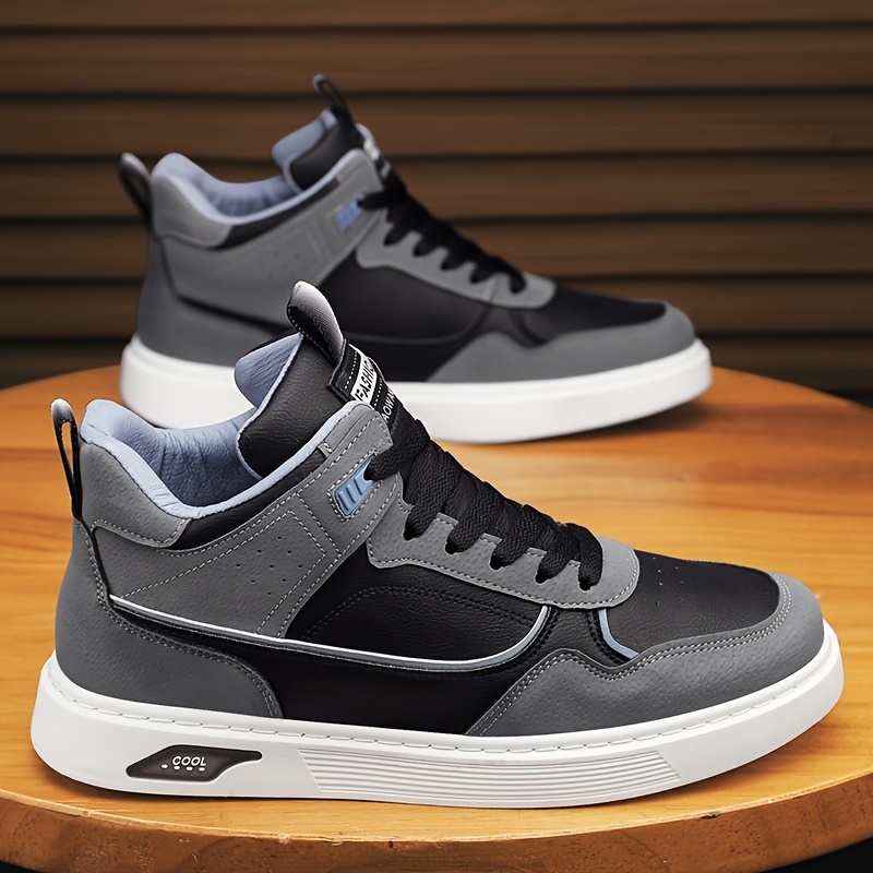 Zapatillas Casuales de Caña Alta para Hombre - Transpirables, Suela Gruesa, Zapatos de Skate con Cordones y Diseño a Rayas para Todas las Estaciones